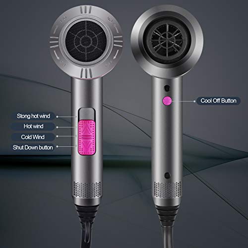 HappyGoo Professional Hair Dryer 2000W Powerful AC Motor Quick Drying Ionic Hairdryer with 2 Speed 3 Heat Setting, Cool Shot Button with 1 Diffus