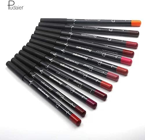 Beteligir Matte Lip Liner Pencil Set - 12 Assorted Colors Natural Lip Makeup Soft Pencils Waterproof and Long Lasting Velvet Lip Liners (01)