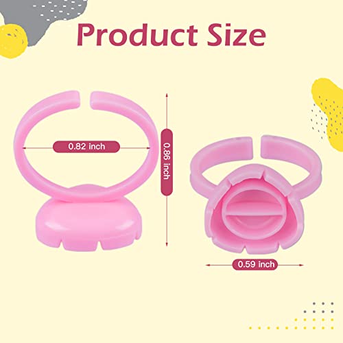 PAFUWEI 100 PCS Pink Lash Glue Holder, Lash Glue Rings, Random Shaped Lash Extension Volume Lashes Quick Blossom eyelash glue holder for Eyelash