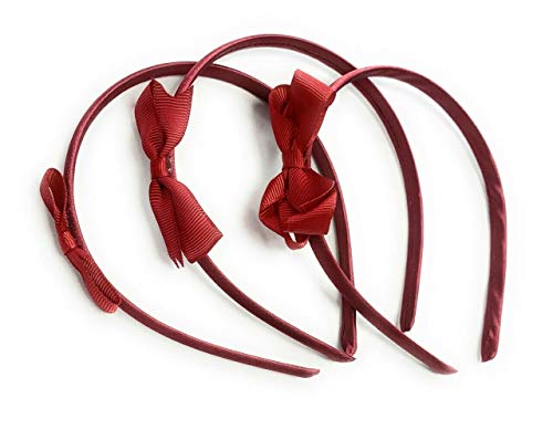 Caprilite 3 x School Hair Bows on Headbands Alice Bands Uniform Colours Bow Headband Set (Royal Blue)