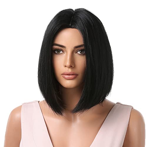 Esmee Short Wave Pink Bob Wigs With Bangs Shoulder Length Wig Curly Wavy Synthetic Cosplay Wigs for Women-12 Inches