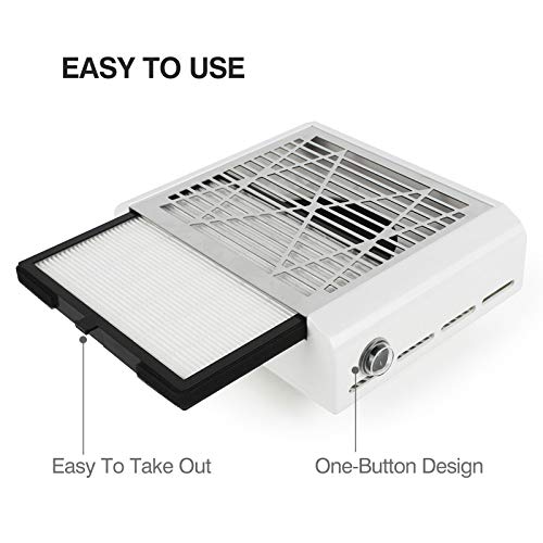 INMAKER Nail Dust Collector with 2 Reusable Filters, 60W Power Manicure for Dust Collector Nail Salon, Professional Vacuum Nail Dust Extractor fo
