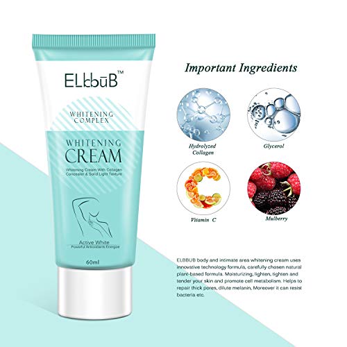 Intimate Skin Lightening Cream for Body, Bikini and Sensitive Areas - Skin Whitening Cream Contains Hydrolyzed collagen, Glycerol, Nano Titanium
