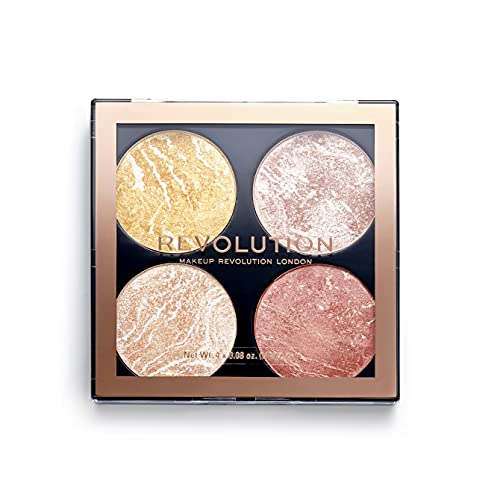 Makeup Revolution, Cheek Kit Don't Hold Back, Face Bronzing & Highlighter Palette with Shimmer Finish, Highly Pigmented Formula, 4 Shades Include