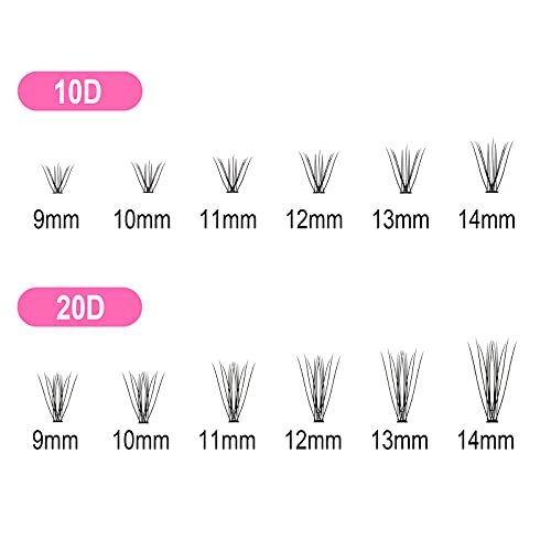 Fenshine Cluster Eyelash Extensions 240pcs 10D/20D Cluster Eyelashes Mixed, 0.07 D Curl Natural False Eyelashes Cluster Soft Individual Lashes Cl