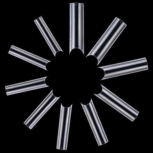 Kalolary Clear Extra Long C Curved False Nail Tips, 400p Extra Long Nail Tips C/U Curve Half Cover False Nails French False Nail Tips with Box