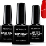 Morovan Top & Base Coat No Wipe Gel Mirror Gel Nail Polish Base And Matte Top Coat Quick Dry Long Lasting Gloss Matte Clear Resin Polish Nail Art