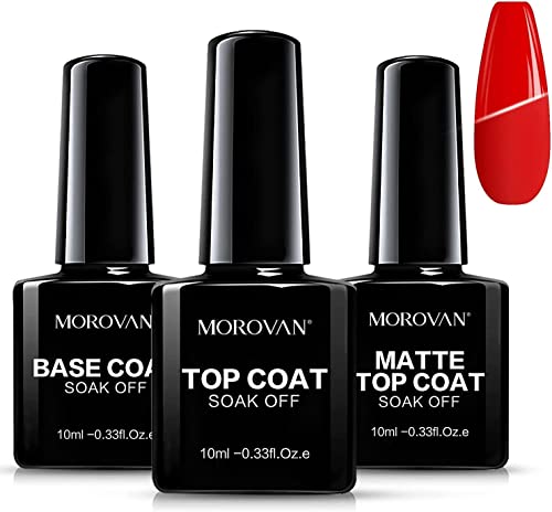 Morovan Top & Base Coat No Wipe Gel Mirror Gel Nail Polish Base And Matte Top Coat Quick Dry Long Lasting Gloss Matte Clear Resin Polish Nail Art