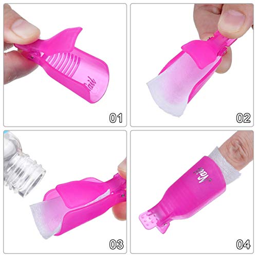 IME Nail Polish Remover Clips Set, Nails Art Gel Cap Soak Off Clip UV Manicure Acrylic Nails Wrap Tool Rose Red 10 pcs