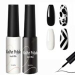 2pcs*8ML Black & White Gel Nail Polishes, Liner Painted Nail Gel Polish for Nails, French Manicure Gel Art Paint for Nails Starter Nail Salon
