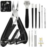 Aceshop Toenail Clippers Set, 15 Pcs Podiatrist Toenail Clippers Professional Toenail Clipper for Ingrown Thick Nails Heavy Duty Stainless Steel