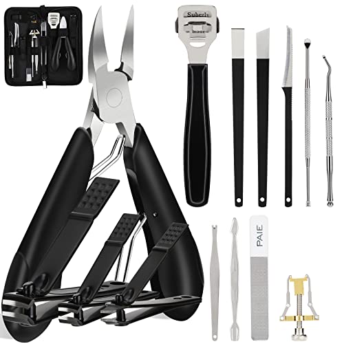Aceshop Toenail Clippers Set, 15 Pcs Podiatrist Toenail Clippers Professional Toenail Clipper for Ingrown Thick Nails Heavy Duty Stainless Steel
