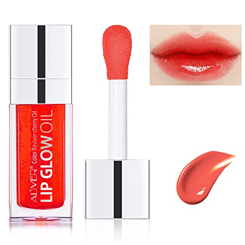 Bieyoc Plumping Lip Oil, Hydrating Gloss Tinted Balm Care Transparent Toot Long Lasting Nourishing Glow Oil Non-sticky Big Brush Head Glitter Shi