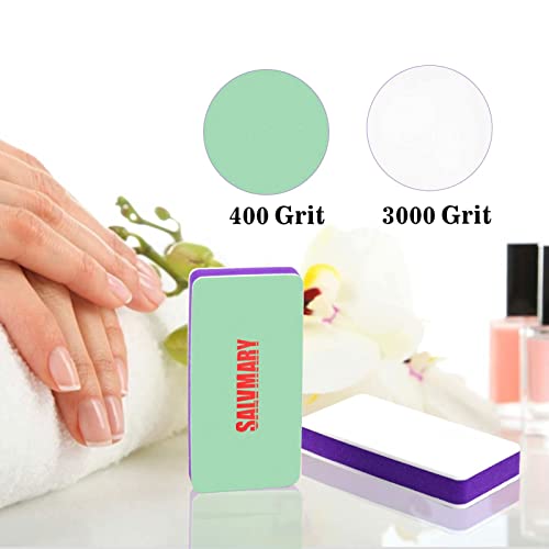Shining Nail Buffer Block - 2 Sided Nail Shiner Sponge Polisher Buffing File 400/3000 Grit Manicure Nail Art Tools 2Pcs