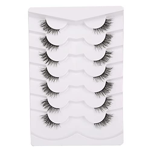 GMAGICTOBO False Eyelashes Natural Cat Eye Half Lashes Fluffy Wispy Clear Band 3D Faux Mink Lashes Pack Soft Strips Fake Eyelashes 7 Pairs