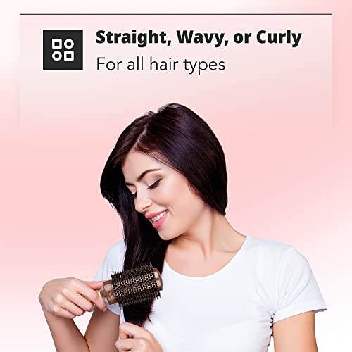 H&S Round Hair Brush Blow Dry Drying Boar Bristle 53mm Large Round Barrel Nano Technology Ceramic Ionic Hairbrush