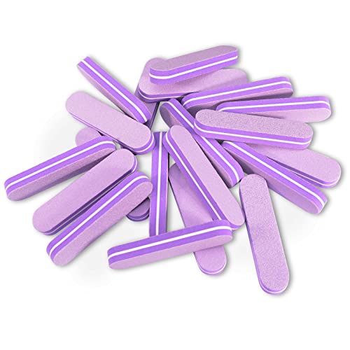 ANRUI Mini Nail File 180/100 Grit Sponge Nail Polish Sanding Buffer Strips Nail File Blocks Manicure Tools 50PCS (Pink-Purple)