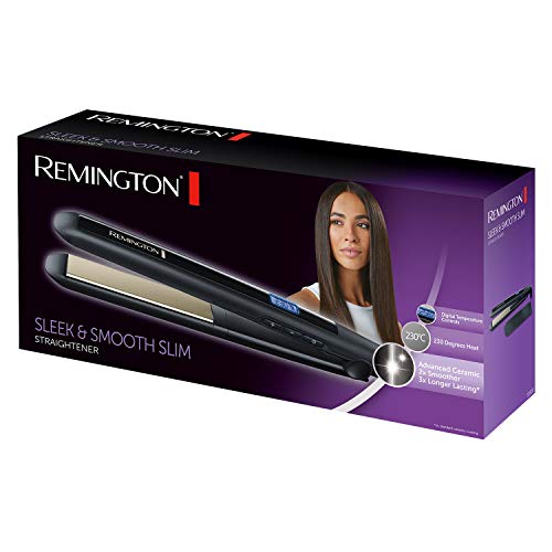 Remington Sleek and Smooth Ceramic Hair Straighteners, Advanced Cermaic Coating for Improved Glide - S5500, Black