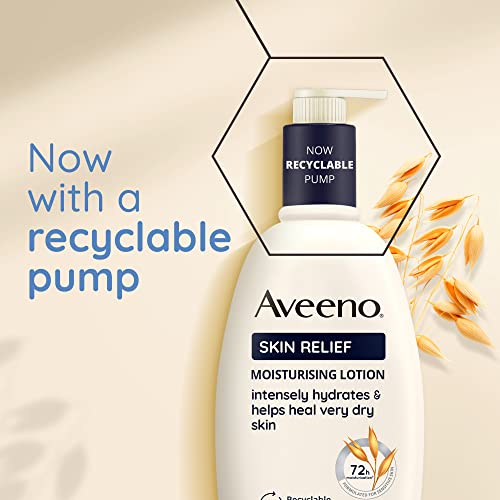 Aveeno Skin Relief Moisturising Lotion | Soothes Skin From Day 1 | For Very Dry and Irritable Skin Care | With Shea Butter and Prebiotic Oatmeal,
