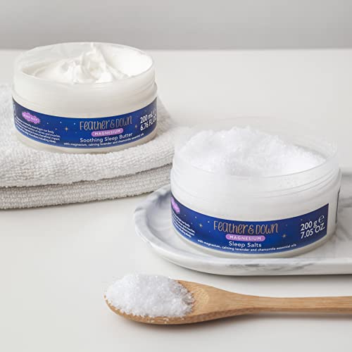 Feather & Down Magnesium Soothing Sleep Butter (300ml) - With magnesium, calming lavender & chamomile essential oils to aid sleep. Vegan Friendly