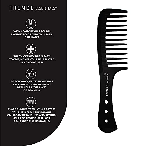 Trende Essentials Wide Tooth Comb 1 Pc - Detangler And Heat Resistant With Proper Ventilation-Especially Designed For Wet Curly Hair With Suitabl