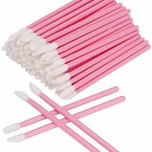 100 Disposable Lip Brushes Make Up Brush Lipstick Lip Gloss Wands Applicator Tool Makeup Beauty Tool Kits (Pink) (100PC)