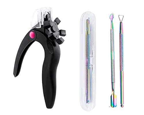 Nail Clippers for Acrylic Nails,Nail Tip Cutter,Acrylic Nail Clipper,Stainless Steel False Nail Trimmer, with Cuticle Pusher Cuticle Remover (Bla