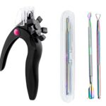 Nail Clippers for Acrylic Nails,Nail Tip Cutter,Acrylic Nail Clipper,Stainless Steel False Nail Trimmer, with Cuticle Pusher Cuticle Remover (Bla
