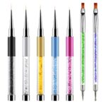 Lusofie 7Pcs Nail Art Brushes, Nail Design Brushes Thin Nail Liner Brushes with Nail Dotting Tool Double Ended Nail Brushes for Home Nail Salon