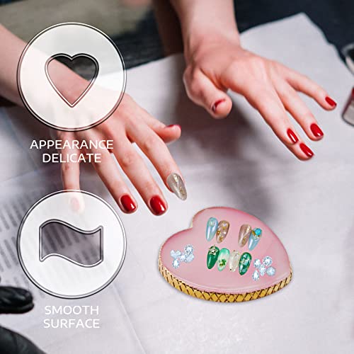 BLMHTWO Nail Palette Nail Polish Palette Resin Nail Art Palette Mixing Colors Palettes with Golden Edge and Heart Shape Design Nail Painting Disp