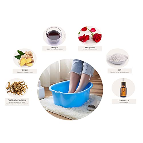 Large Foot Bath spa Bowl, Thick Sturdy Plastic Foot Basin for Pedicure, Detox and Massage, Perfect to Soak Your Feet Toe Nails and Ankles (Blue)