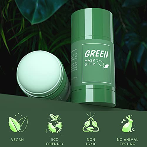 Green Tea Mask Stick for Face, Purifying Solid Green Clay Stick Mask For Blackhead Remover, Anti-Acne Oil Control & Clean Pores for All Skin Type