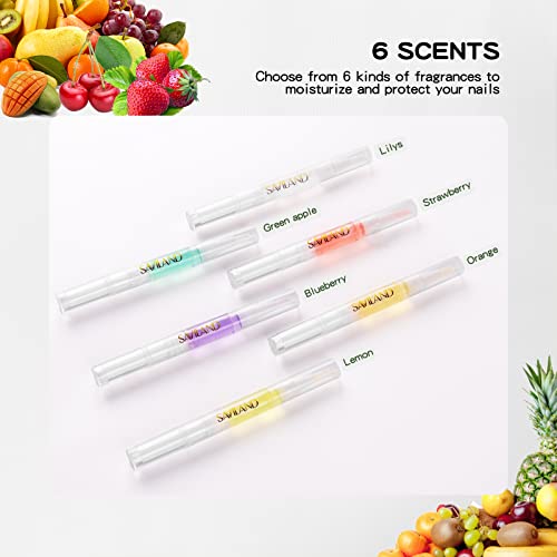 Saviland 6Pcs Cuticle Oil Pen - Cuticle Oil for Nail Care, Fruity Natural Ingredients Nail Oil Pen, Nail Strengthener Oil for Nail Smoothing, Nou