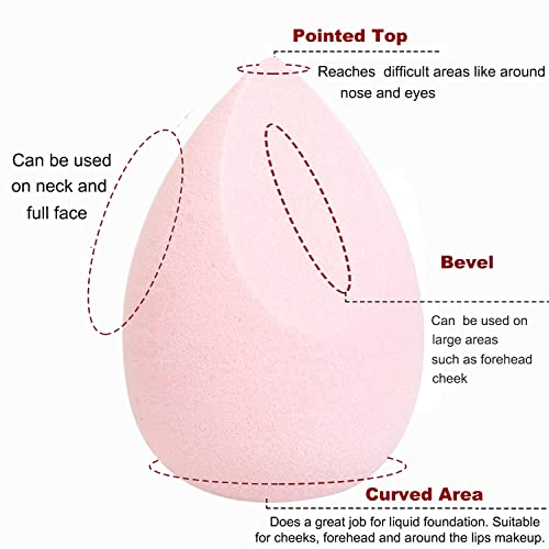 Makeup Sponge Blender Set of 5 Pcs & Foundation Brushes 1Pcs, Mocarheri Soft Sponge For Liquid Foundation, Creams, and Powders,Latex Free Wet and