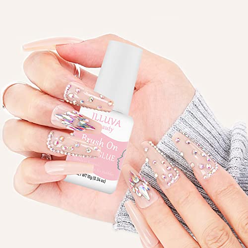 Extra Strong False Nail Glue for Acrylic Fake Nail Tips, Nail Adhesive Bond Glue for Stick Press on Nails (10 ML * 2, Clear)