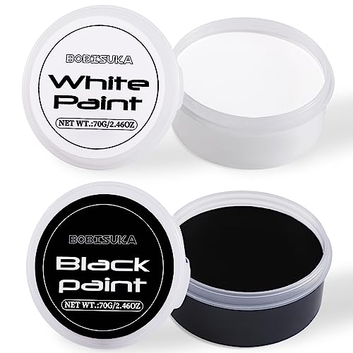 BOBISUKA Halloween Cosplay SFX Makeup Black + White Face Body Paint Special Effects Makeup Kit Dress Up Non Toxic Face Painting Kits for Adult Fu