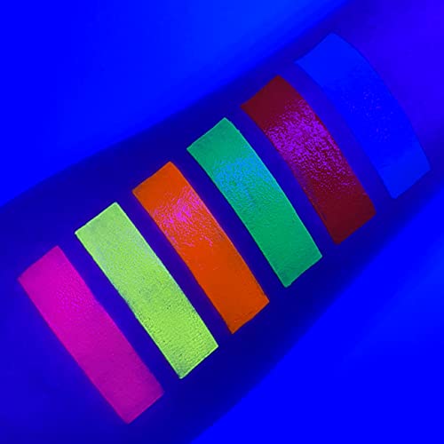 Neon Face Paint Stick by UV Glow - Genuine and original UV Glow product - glows brightly under UV Light! (Set of 6)