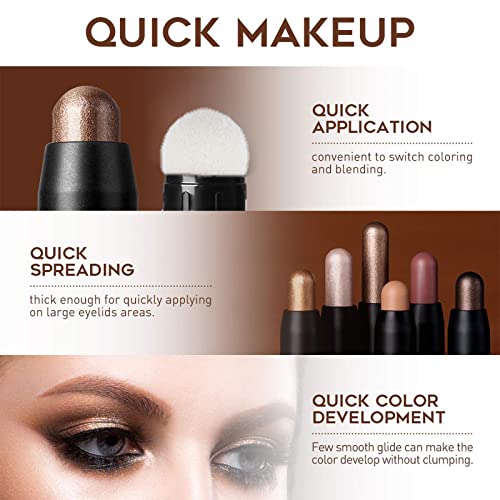 Glitter Eyeshadow Metallic Eye Shadow Stick,Pearl Shimmer Dual-Ended Eyeshadow Eye Brightener Highlighting Pen,High Pigmented,Cruelty Free,Smooth