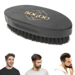 BoGoo Hand Palm Dark Oak Military Hair & Beard Brush - Grooming Tool with Boar Bristles for All Hair Types