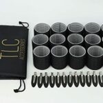 TLC ACCESSORIES 30 Piece Hair Rollers with Clips - 15 Self Grip Velcro Rollers and 15 Duckbill Clips - Salon Hairdressing Heatless Curlers, Size