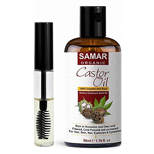Castor Oil - 100% Pure and Certified Organic, Cold Pressed, Unrefined, Non-GMO. Ideal for Natural Hair Growth Treatment, Boost Eyelash, Eyebrow g