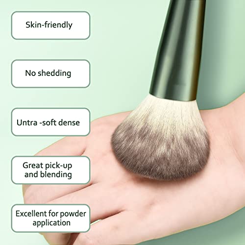 HEYMKGO Makeup Brushes 11pcs Premium Synthetic Bristles Green Color Kabuki Foundation Brush Face Lip Eye Makeup Brush Sets Professional with Gift