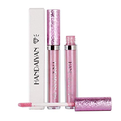 Metallic Diamond Liquid Glitter Shimmer Lipstick Nonstick Cup Makeup Lip Gloss (A)