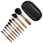 Mini Makeup Brushes Set (9PCS) - Portable Travel Foundation, Eyeshadow, Blush & Powder Brush Kit - Compact Cosmetic Brushes with Cute Storage Pou
