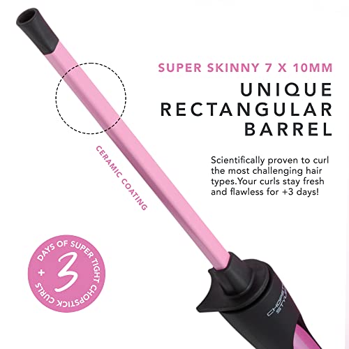 CHOPSTICK STYLER Heroine Curling Wand, 10mm Super Skinny Rectangular Ceramic Barrel for Tight Long Lasting Chopstick Curls for Long & Short Hair