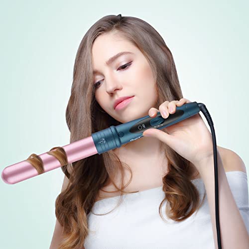 CkeyiN 32mm Curling Wand Professional Ceramic Barrel Hair Curler for Long Hair & Big Beach Waves Curls Adjustable Temperature Dual Voltage with G
