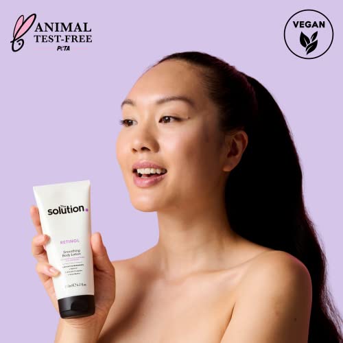 The Solution Retinol Smoothing Body Lotion With Anti-Ageing formula that targets wrinkles and renews skin With Shea Butter to Firm and Hydrate.,