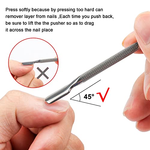 Fishing Fun Cuticle Pusher, 2 Pcs Stainless Steel Cuticle Pusher Tool,Double End Manicure Pedicure UV Gel Nail Polish Remover Tool for Fingernail