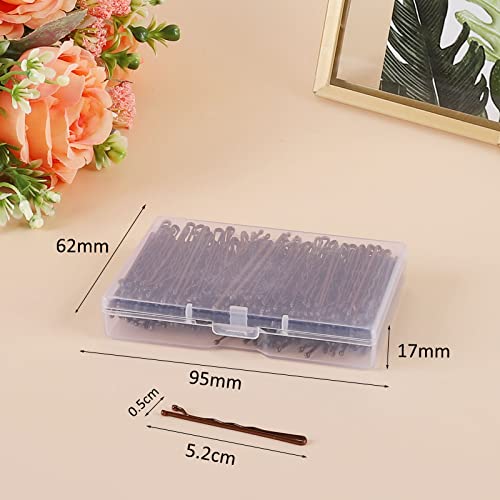 Laicky Bobby Pins, 200Count Brown Hair Pins Hairpins with Box for Women Lady Girls Kids Hair Grips Invisible Wave Hairgrip Barrette Hairclip Bulk