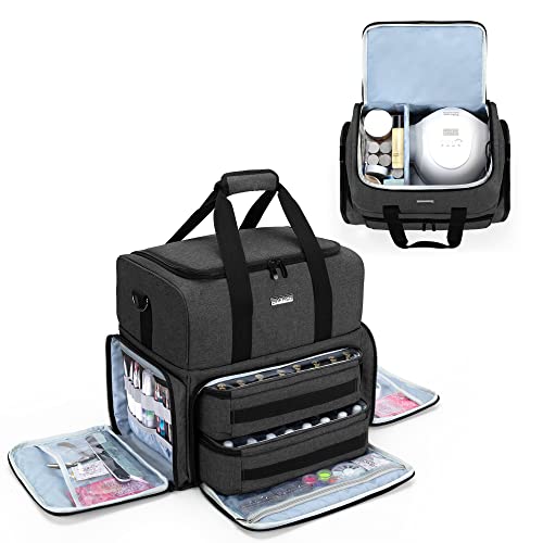 BAFASO Double Layer Nail Polish Organizer Holds 80 Bottles (15ml - 0.5 fl.oz) and a UV Nail Lamp, Nail Polish Case with 2 Removable Pouches and M